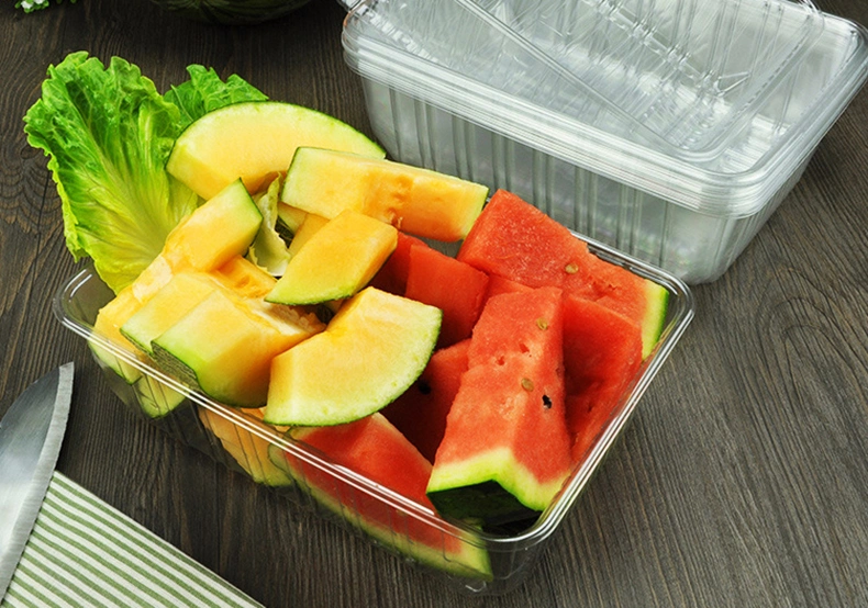 Healthy Clear Disposable Plastic Fruit Vegetable Food Box for Supermarket (PET container)